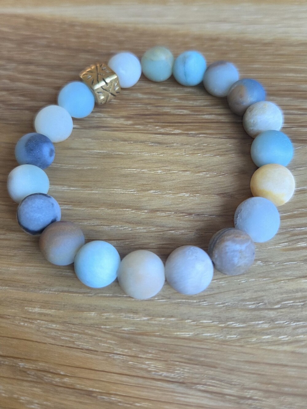 Amazonite Beaded Stretch Bracelet | Handmade - Picture 4 of 12